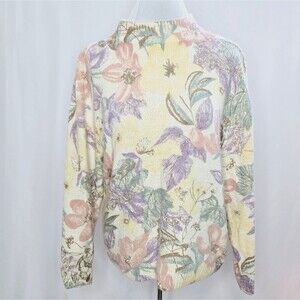 Vintage 80's Colter Bay Floral Silk Angora Women's Pull-Over Sweater XL